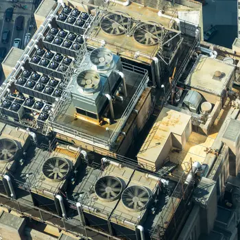 HVAC units on top of buildings