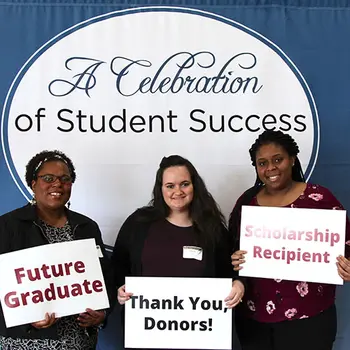 Three students who have received scholarships