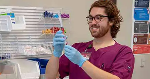 Man with medical needle