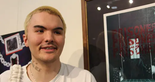 Peyton with his artwork