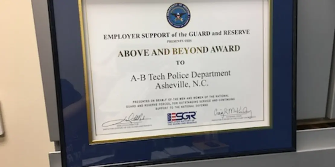 Above and Beyond framed award