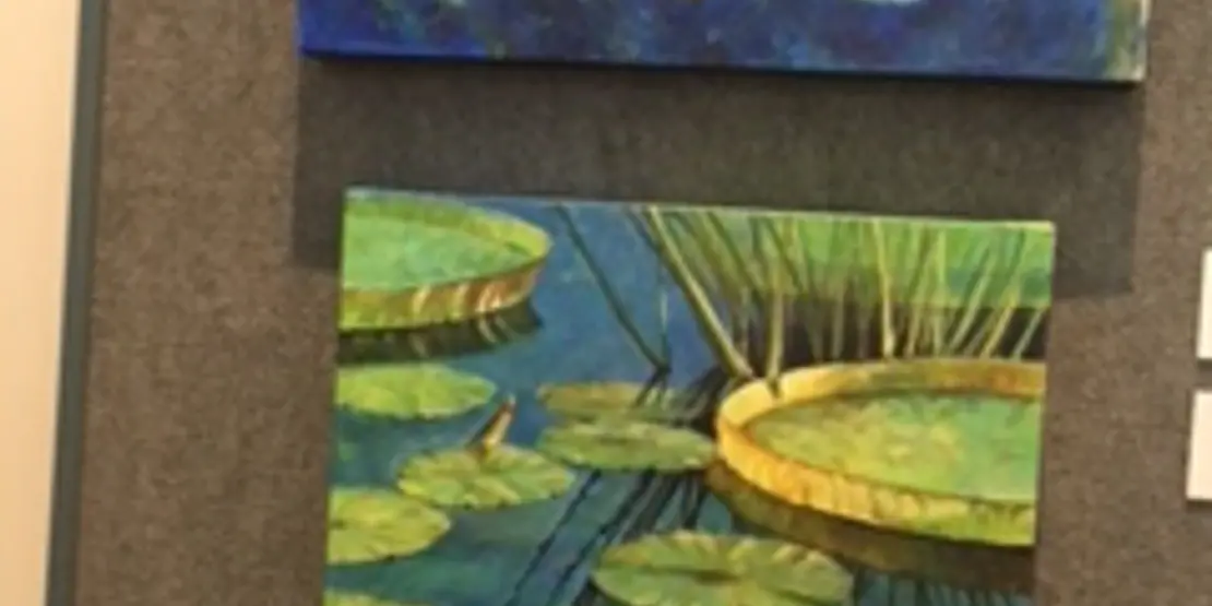 Two fabric prints on a wall