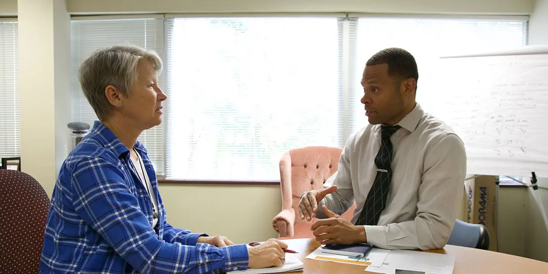 Small Business Center client receiving counseling.