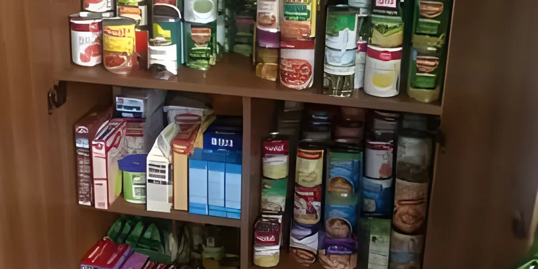 Cabinet filled with food