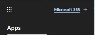 Image showing where the Microsoft 365 link is in the Outlook menu