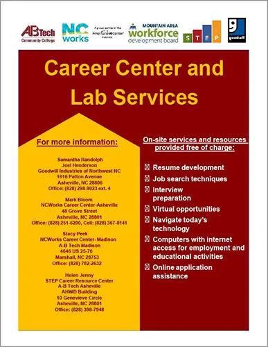 Career Center and Lab Services flyer