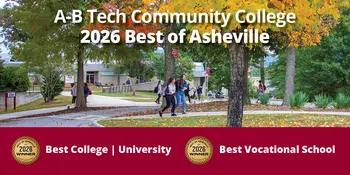 A-B Tech Wins Two Gold Best of Asheville 2026 Awards - News Featured - A-B Tech Community College 2026 Best of Asheville - Best College | University - Best Vocational School
